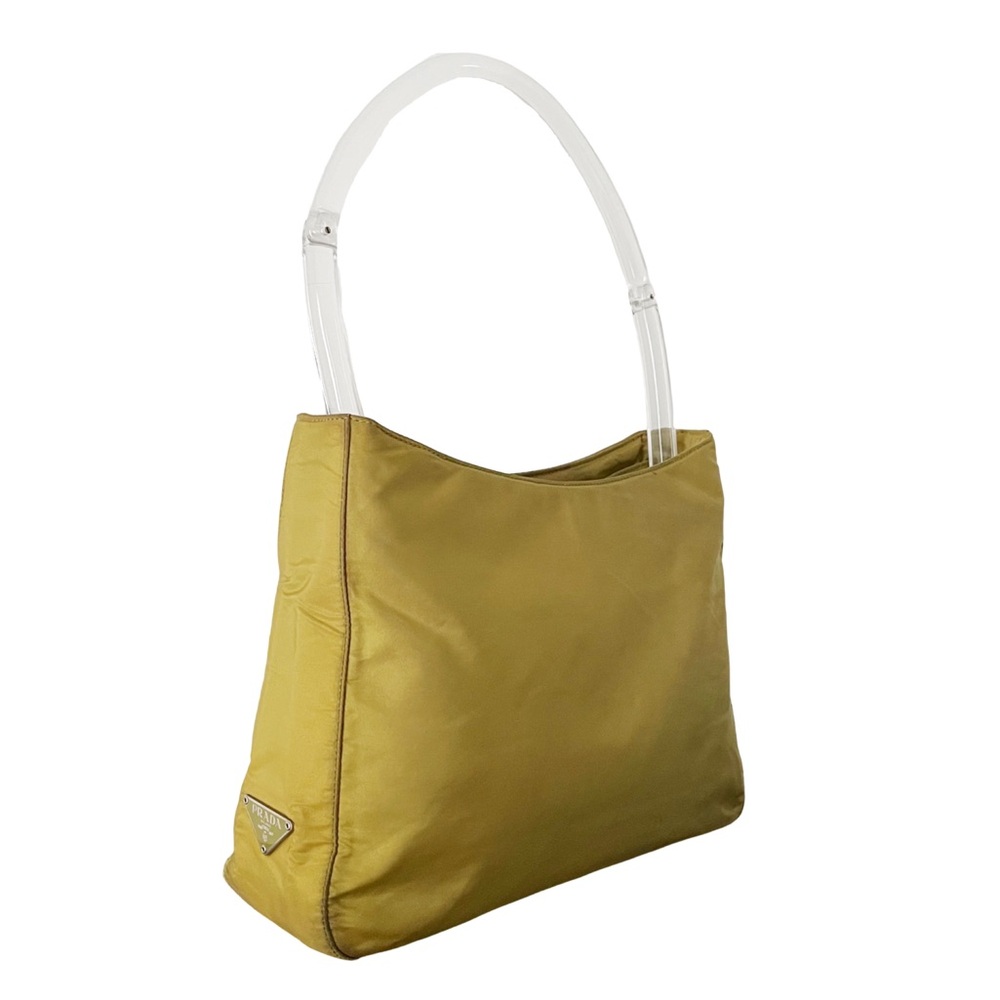 Prada green Tessuto nylon clear plexiglass handle shoulder bag vintage